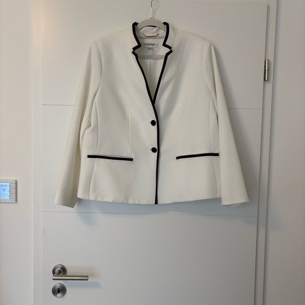 Calvin Klein White Blazer with Black Trim